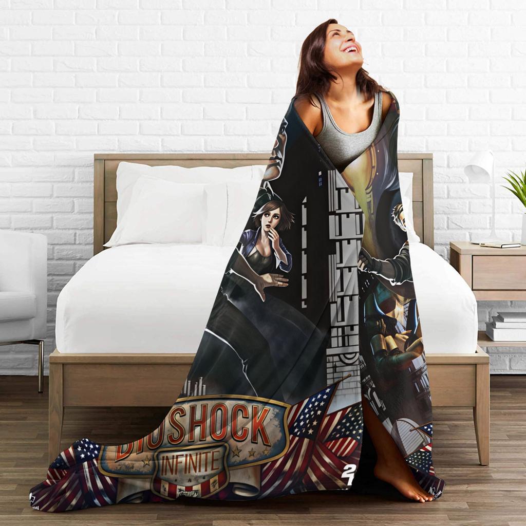 B-BioShocks 2 Remastered Flannel Blanket Soft Durable Throw Blanket for Couch Chair Travel Graphic Bedspread Sofa Bed Cover