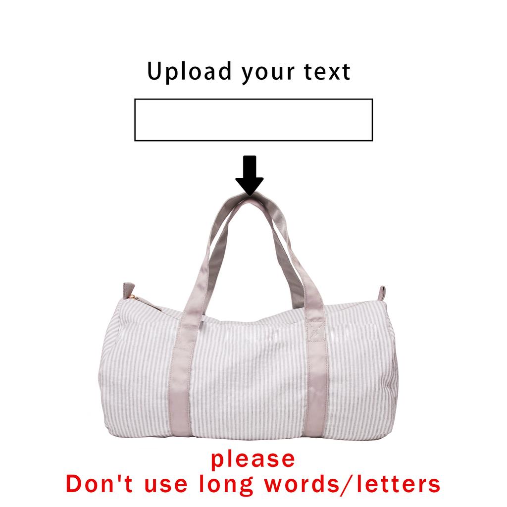 Personalized Duffel Bag, Seersucker Duffle Bag With Name, Travel Bag Custom Bag Small Sports Gym Ballet Bag