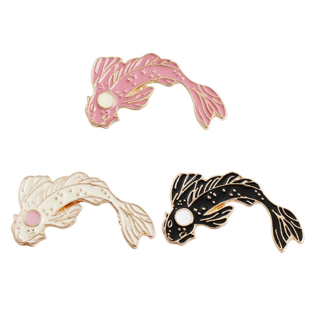 

Metal Pin Brooch Cartoon Goldfish Cute Cod Fish Brooches Badges Clothing in Fish Lapel Brooch чёрный