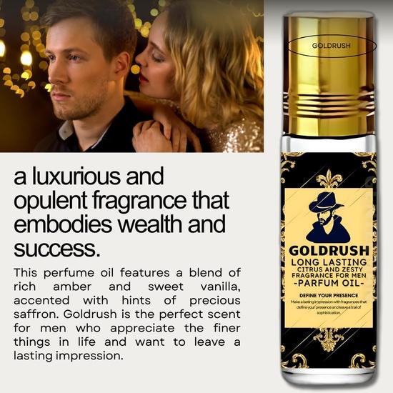 Pack trio d'huiles parfumées pour hommes Herbexo - Black-X, Kairo, Goldrush | Parfums longue durée | Parfums audacieux, exotiques et luxueux | Naturel, sans alcool