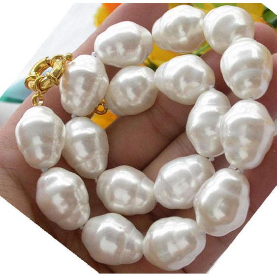 Necklaces Pendants, Huge AAA++ Large Fashion 20Mm South Sea White Baroque Shell Pearl Necklace 20"
