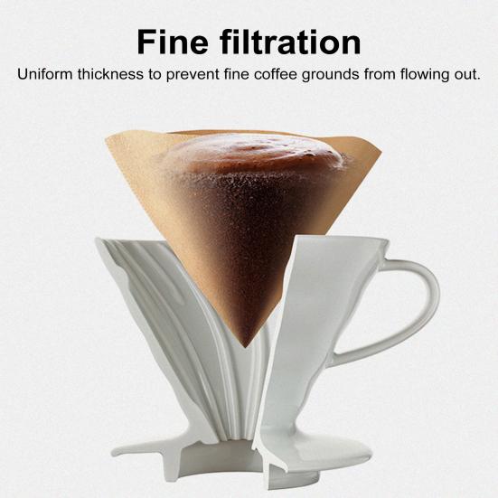 40/100 Stück kegelförmiges Kaffeefilterpapier für 1–4 Tassen, V-förmiges Design, Einweg-Kaffeefilterpapier, V01/V02 Kaffeefilter