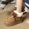 Winter New Snow Boots Thick Bottom Fukara Strap Sheepskin and Fur Integrated Snow Boots Wool Strap Short Boots