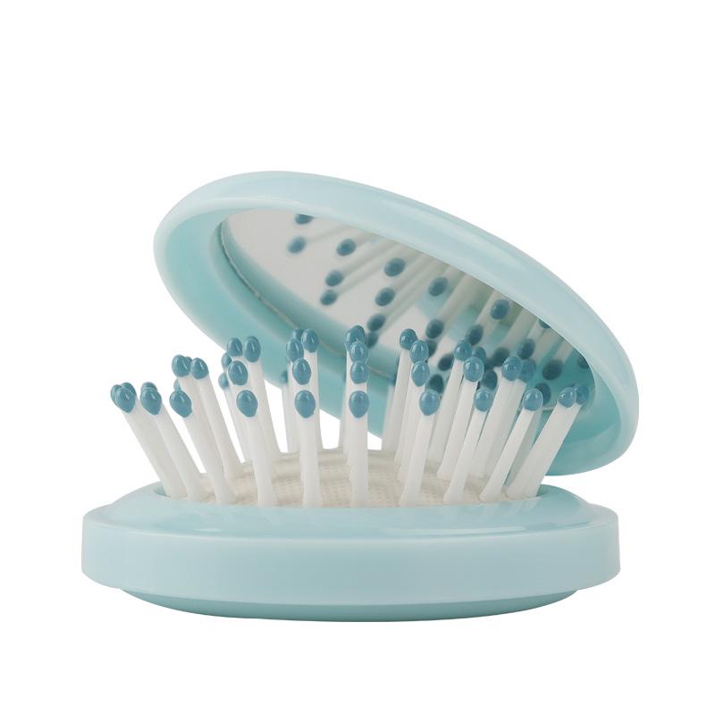 Huiyun Portable Macaron Air Cushion Comb with Folding Mirror - Hair-Smoothing, No-Tangle, Massage, Customizable Logo