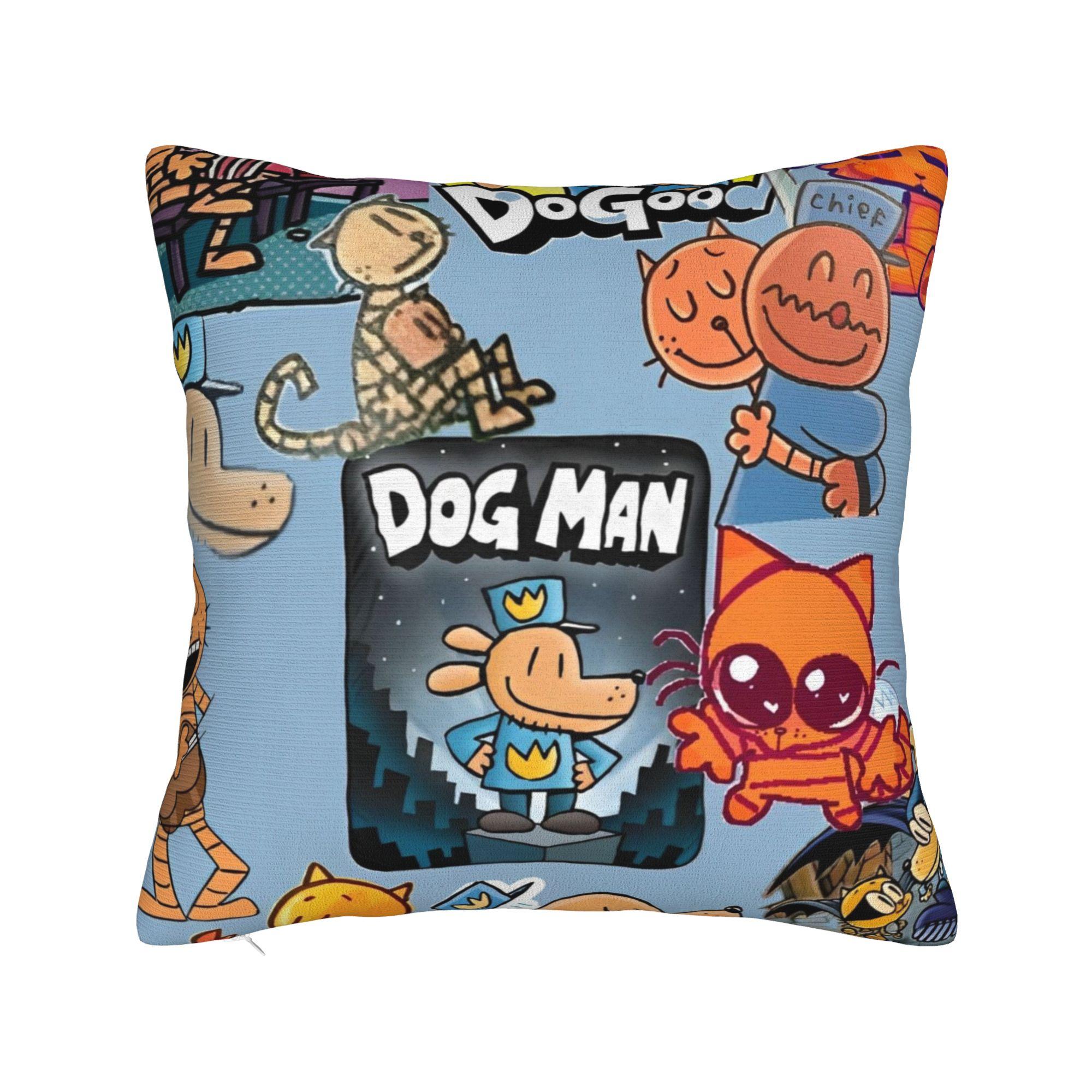 

Dog Man Comic Pillowcase Merch Printed Cushion Cover Decoration Pillow Case Cover Chair Multi-Size 12x12Inch