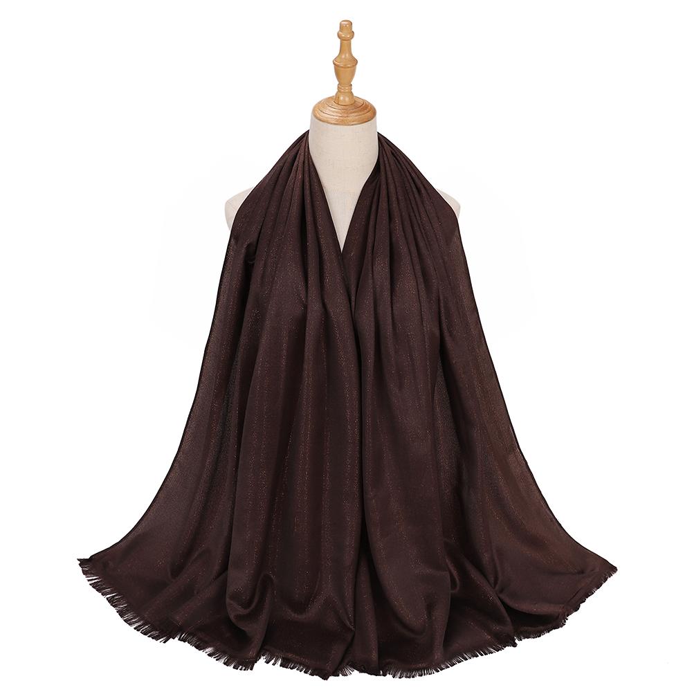 Women Plain Glitter Hijabs Scarf Gold Shimmer Muslim Long Wraps Shawls Hijab Scarves