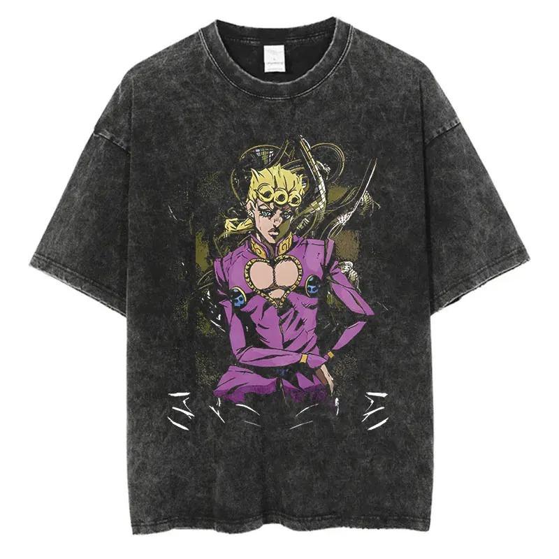

Аниме Футболка JoJo s Bizarre Adventure 2026 Лето Мужская Хлопковая Графическая Футболка Свободная Уличная Одежда Повседневная Хип-Хоп Уличная Одежда Оверсайз Футболка L бежевый
