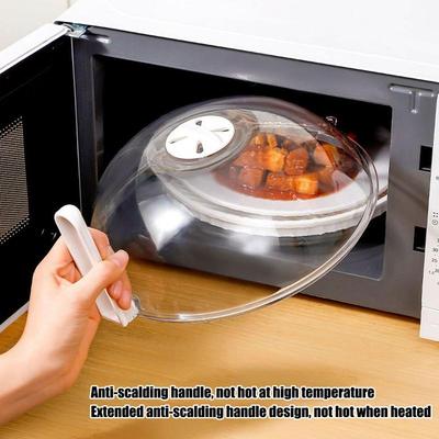 Microwave Splatter Guard Microwave Dish Splash Guard with Tray Kitchen Grease Proof Dish Lid Gadget for School Dorm Cafe