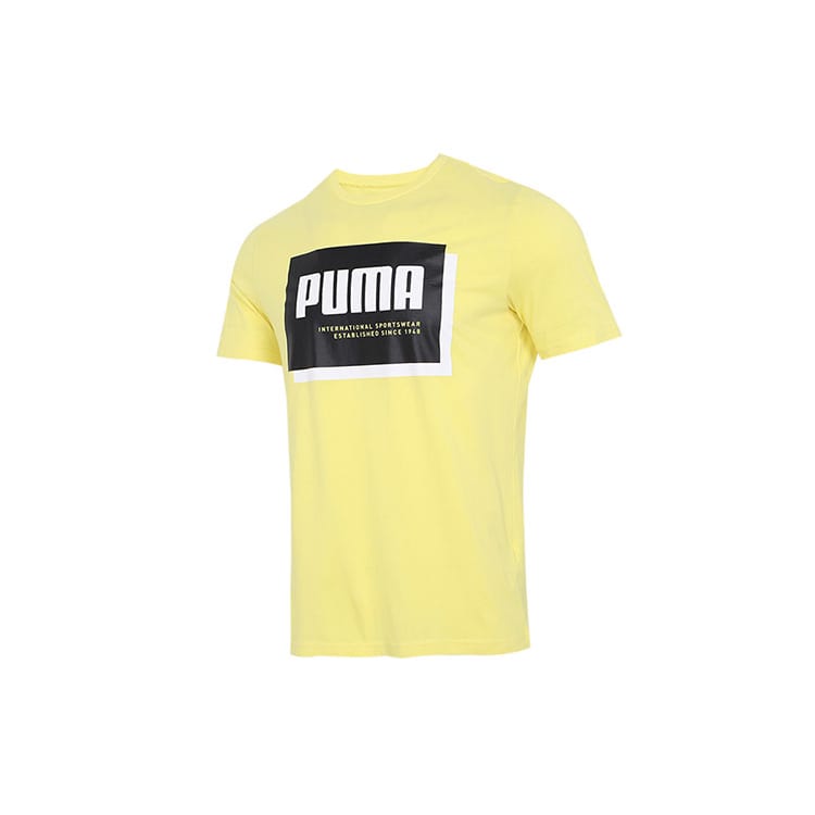 PUMA Cloud Pink T Shirts Men's Yellow Crew Neck Moderate Straight Fit 845864-38