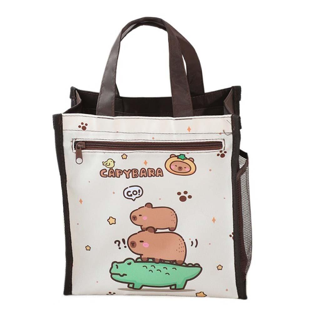 Large Capacity Children Tutoring Bag Kawaii Cartoon Storage Bag Durable Capybara Handbag  Students