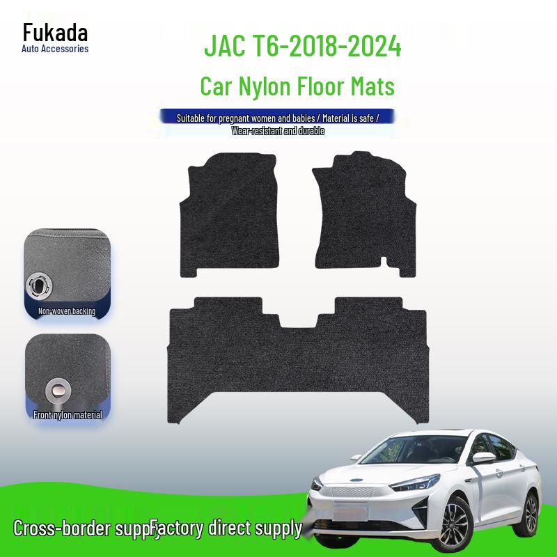 Black Wear-Resistant Velour Floor Mats for JAC T6 (2018-2024) - Custom Fit, In Stock
