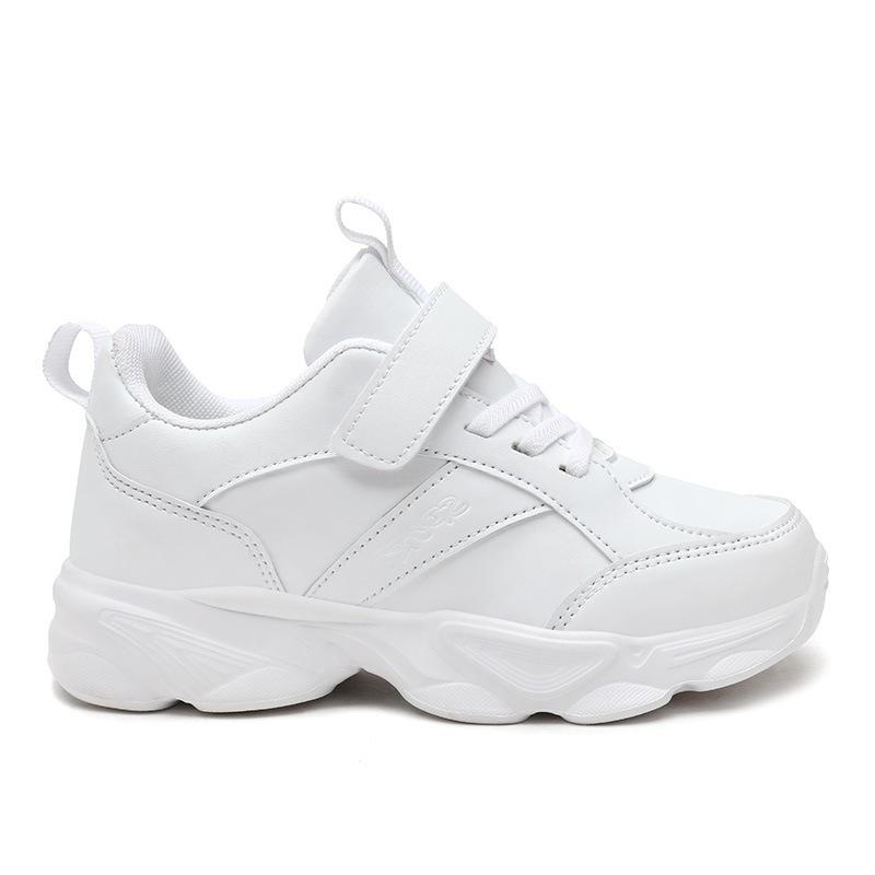 2025 Spring Kids Solid Color Soft Sole White Leather Sports Shoes