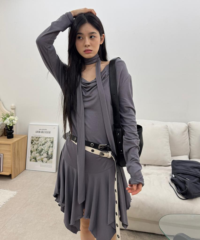 Makoi Minimal Metal Stud Eyelet Western Leather Belt [Black]