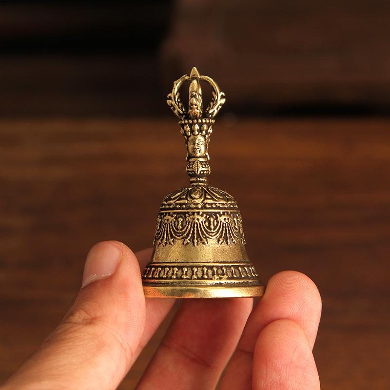 Tibetan Brass Vajra Bell: Antique Demon Subduer Pendant