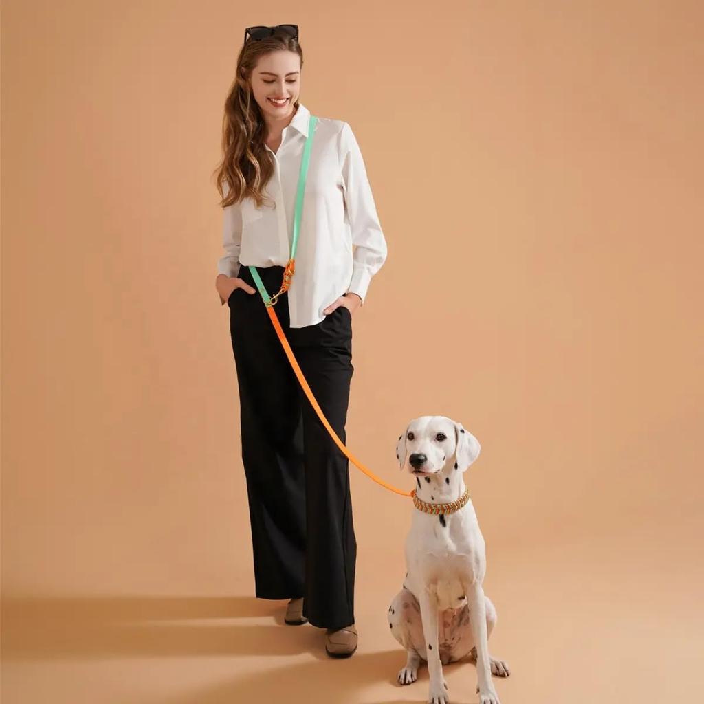 Fashion PVC Braided Luxury Adjustable Dog Collar & Leash with Print Pattern Ribbons Decoration Soft & Durable