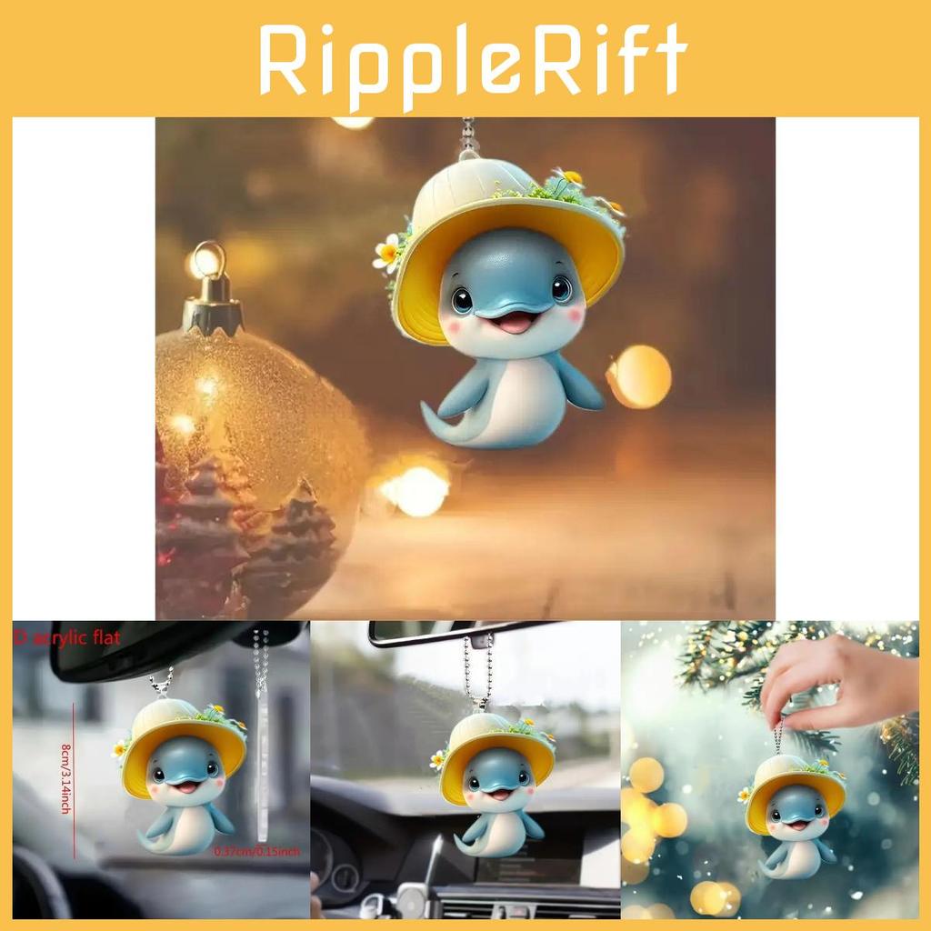 Fun And Playful Acrylic Dolphin Hanging Ornament Unique Cartoon Style Car Accessory