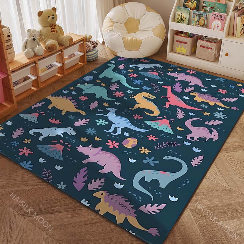 Cute Dinosaur World Cartoon Print Carpet for Living Room Bedroom Sofa Doormat Home Decor Area Rug Non-slip Floor Mat for Gifts