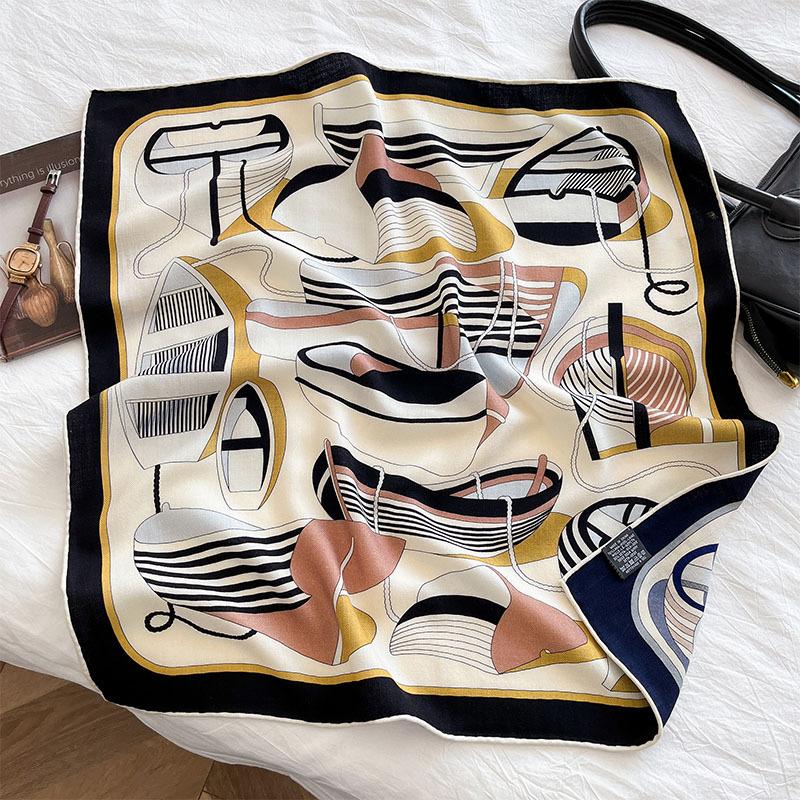 New 2025 thermal silk wool silk scarf shawl women s design silk wool scarf niche fashion silk wool square scarf 65cm