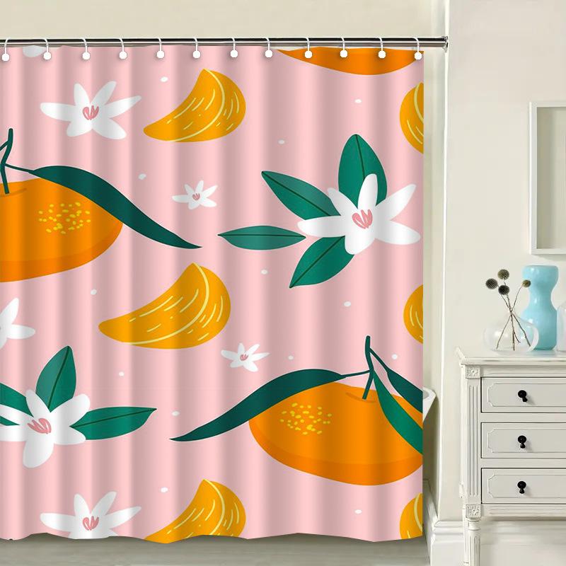 Fruit Branches Washable Dirt-Resistant Shower Curtain Shower Head Waterproof Polyester Bath Curtain For Home Decor Accessories