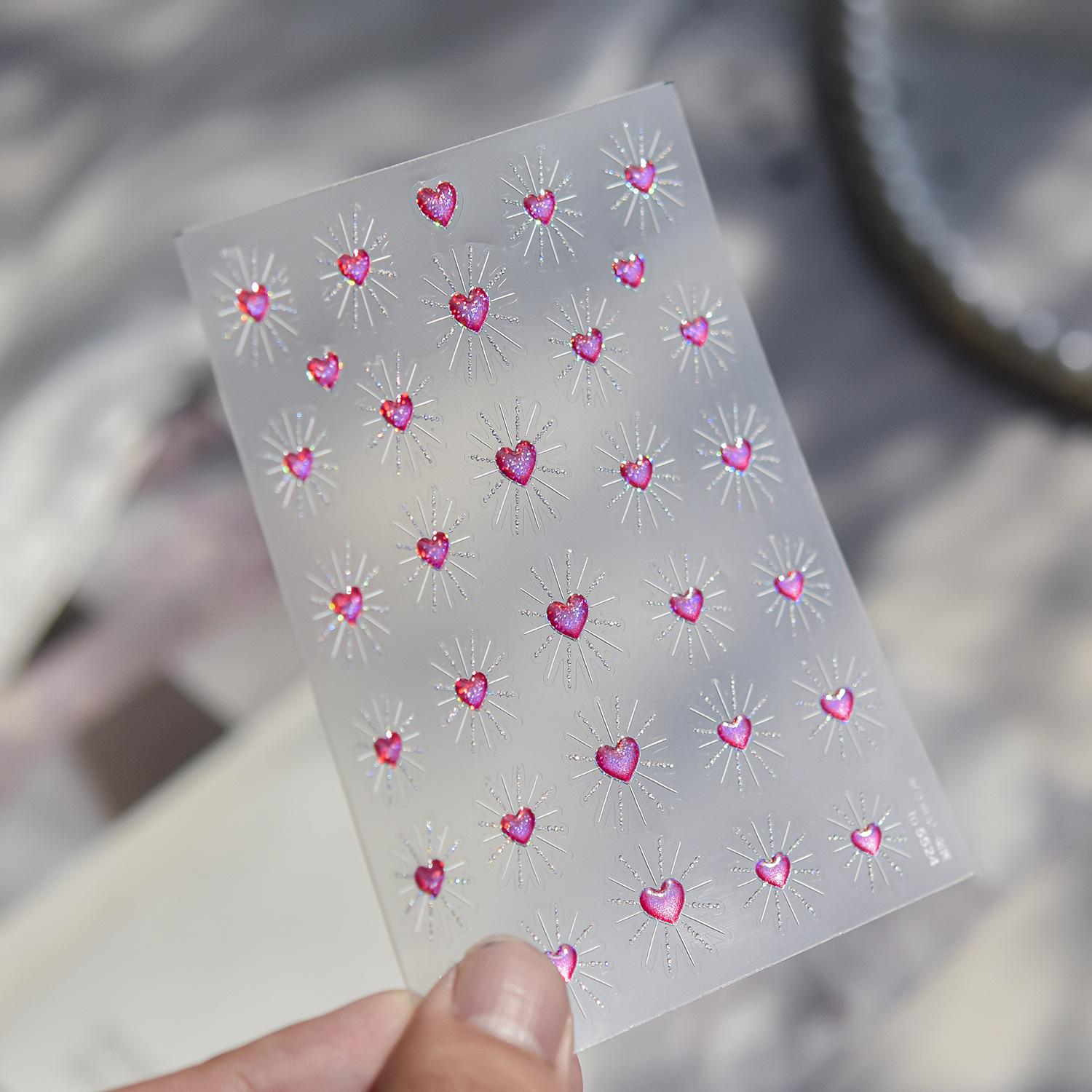 Tomoni Metal Nail Art Stickers: Spicy Girl Luxury Style Heart & Sacred Light Ornament