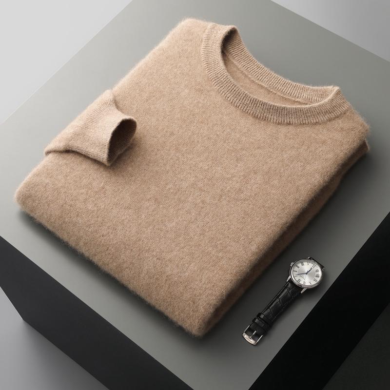 Men's Cashmere Sweater Qinghe Cashmere 30% Cashmere 70% Wool Men's Autumn and Winter Cashmere Pullover Soft and Warm