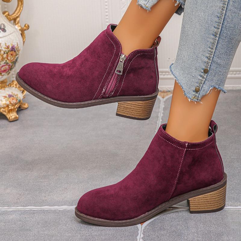 Fashion Mid Heels Women Ankle Boots 2025 Autumn Classical Shoes for Woman Fashion Chunky New Trends Shoes Snow Chelsea Boots De Mujer