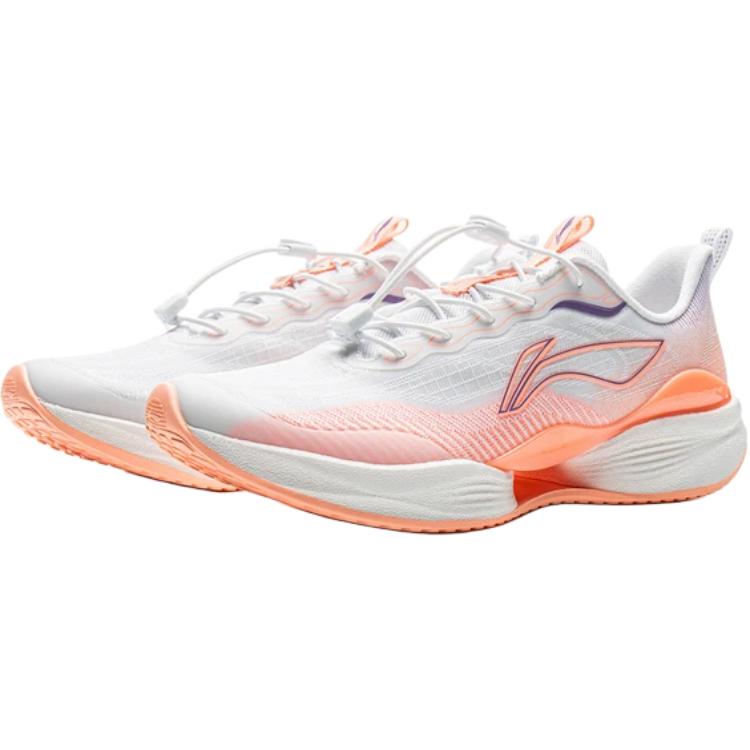 Li Ning Kids Running Ultra Light 22 Comfortable Versatile Shock Absorption Rebound Low Top Running Shoes Kids Sneaker White Orange YKFV092-2