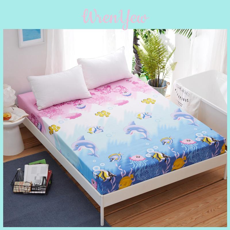 Elegant Floral Printed Fitted Sheet Cover For Twin Full Queen King Beds In Premium Polyester