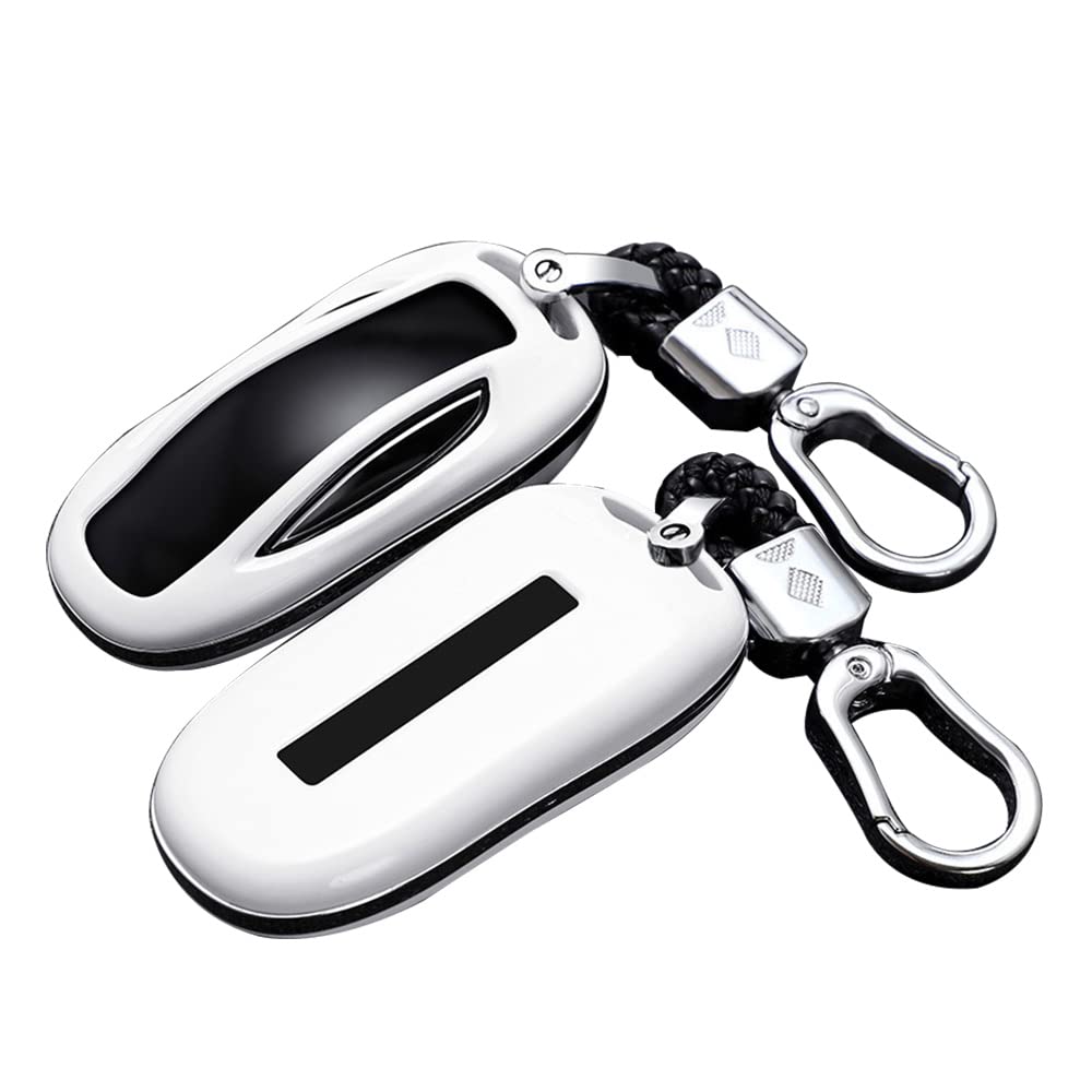 

SANRILY Tesla Smart Key Cover ABS Plastic Key Protector Shell Tesla Model X Keyless Remote Key Case with Kwychain White Model S білий