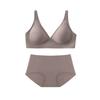 "Women's French-Style Seamless Soft Support Jelly Underwear Bra Set - Comfortable, No Steel Ring, Adjustable, Gathered Design"