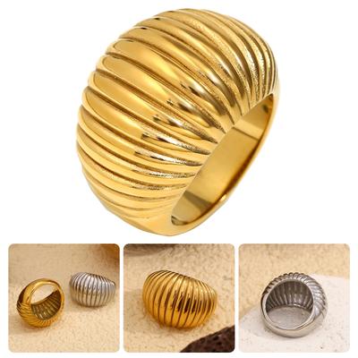 Tarnish Free Fat Bread Style Ring Comfortable and Hypoallergenic Gold or Silver Plated Ring for Everyday Wear