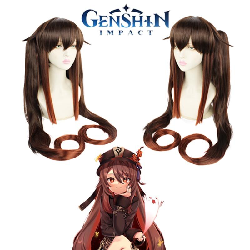 Genshin Impact Hutao Cosplay Wig With Natural Scalp For Adult And Kids Halloween Carnival Comic Con Props