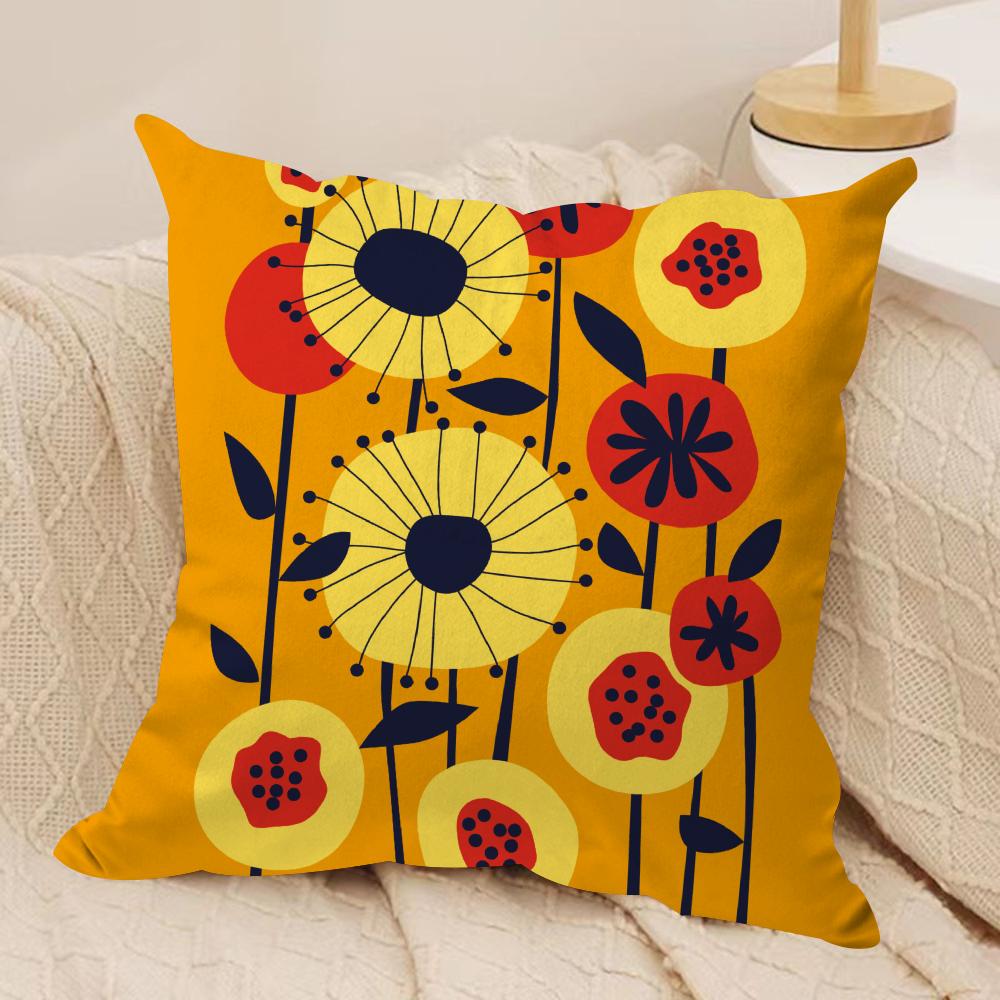 Plants and Flowers Cushion Cover Soft Plush Fabric Double-Sided Printed Sofa Cushion Cover for All Seasons Home Decor Gift