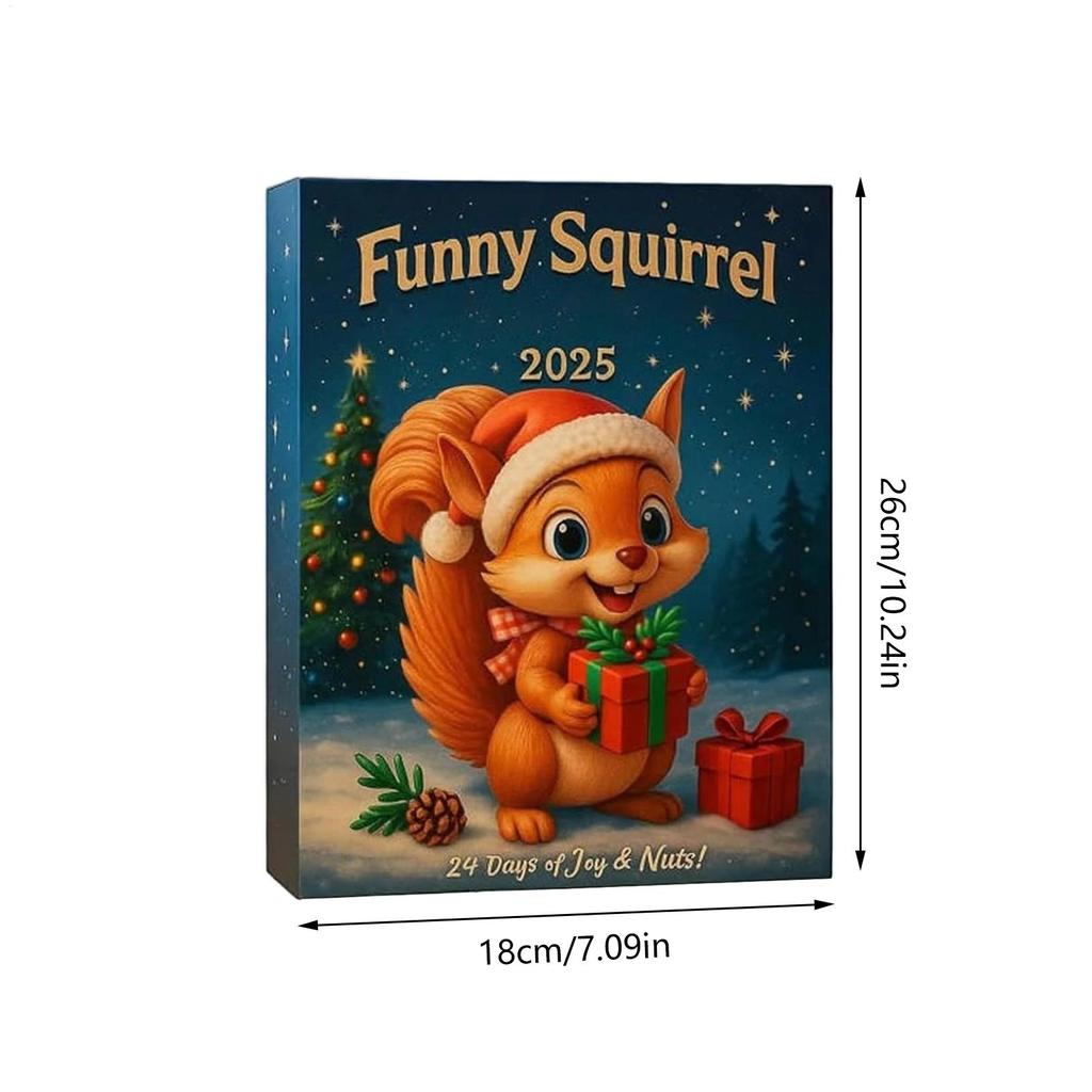 Advent Calendar 2025 Cute 2D Acrylic Squirrel Animal Ornament Countdown Calendar Includes 24 Gifts Christmas Surprise Gift