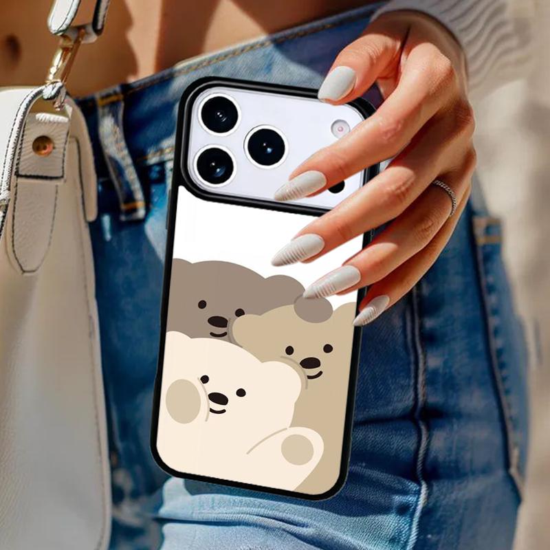 Kawaii Cute Bears Korean Animal Phone Case For iPhone 17 Air 14 15 13 12 Max Cover For Apple 14 15 16 16e 11 Pro Max Plus