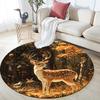 Autumn Forest Deer Round Area Rug,Carpet Rug for Living Room Bedroom Sofa Playroom Decor,Non-slip Floor Mat