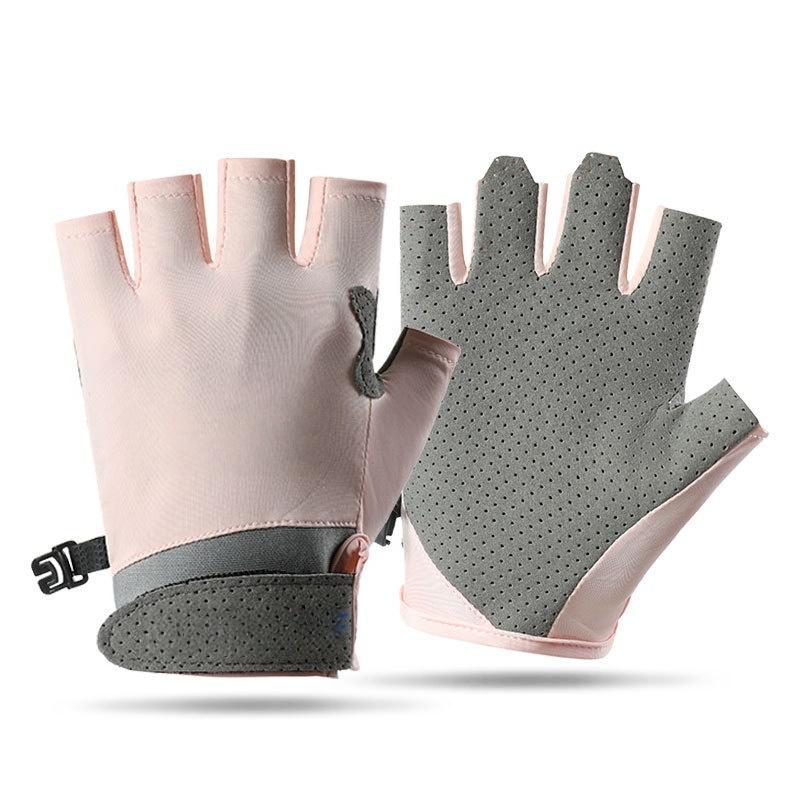 Lightweight Summer Sunscreen Gloves 1 Finger Open Perforated Anti Slip Breathable Ice Shreds Wrist UPF50+ Unisex for Driving