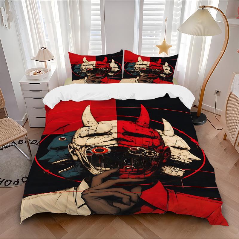 

3pcs bedding set Cyberpunk Mask Includes 1 Comforter + 2 Pillowcases, Without Pillow Inserts, Soft Comfortable, Lightweight Breathable084 135x200cm