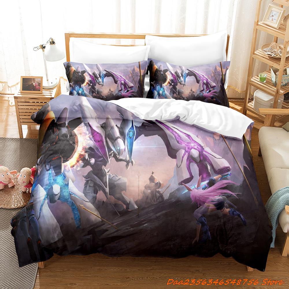 Bettdecke Honkai Impact 3 Bettwäsche-Set Cartoon Anime Dreiteiliges Set Erwachsener Kind Schlafzimmer Bettdecken-Sets 3D Kawaii Mädchen Niedlich Damen Bettwäsche-Set