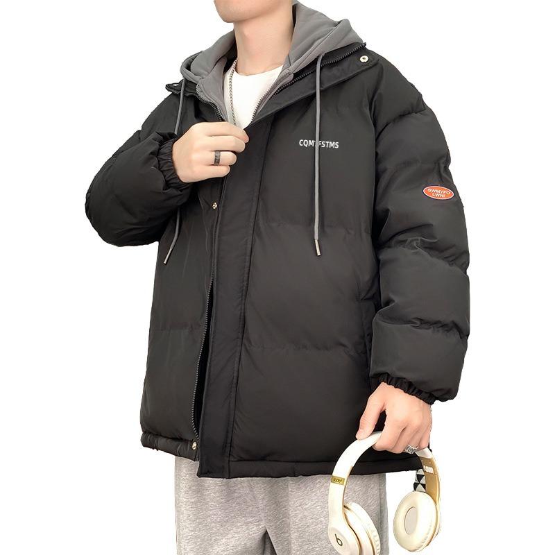 Winter-Steppjacke verdickt gefälschte zweiteilige Steppjacke Herren trendige Kapuzen-Loose-Paar-Steppjacke Brotjacke