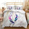 Feather Duvet Cover Set 3D Golden Feather Marble Polyester Pillowcases Quilt Cover Home Decor Gift Twin King Queen Bedding Set