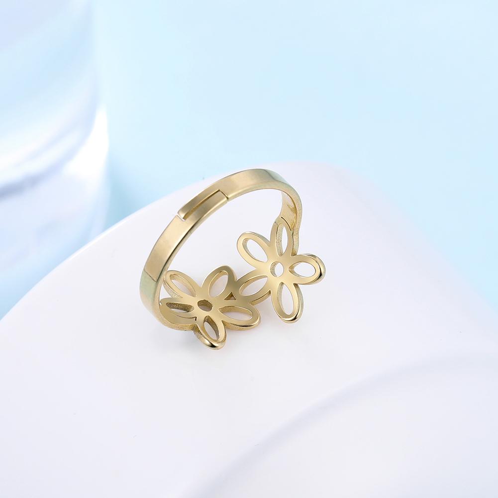 Cazador Flower Finger Rings Gold Color Women Ring 2026 New Arrival Adjustable Stainless Steel Fashion Jewelry wholesale