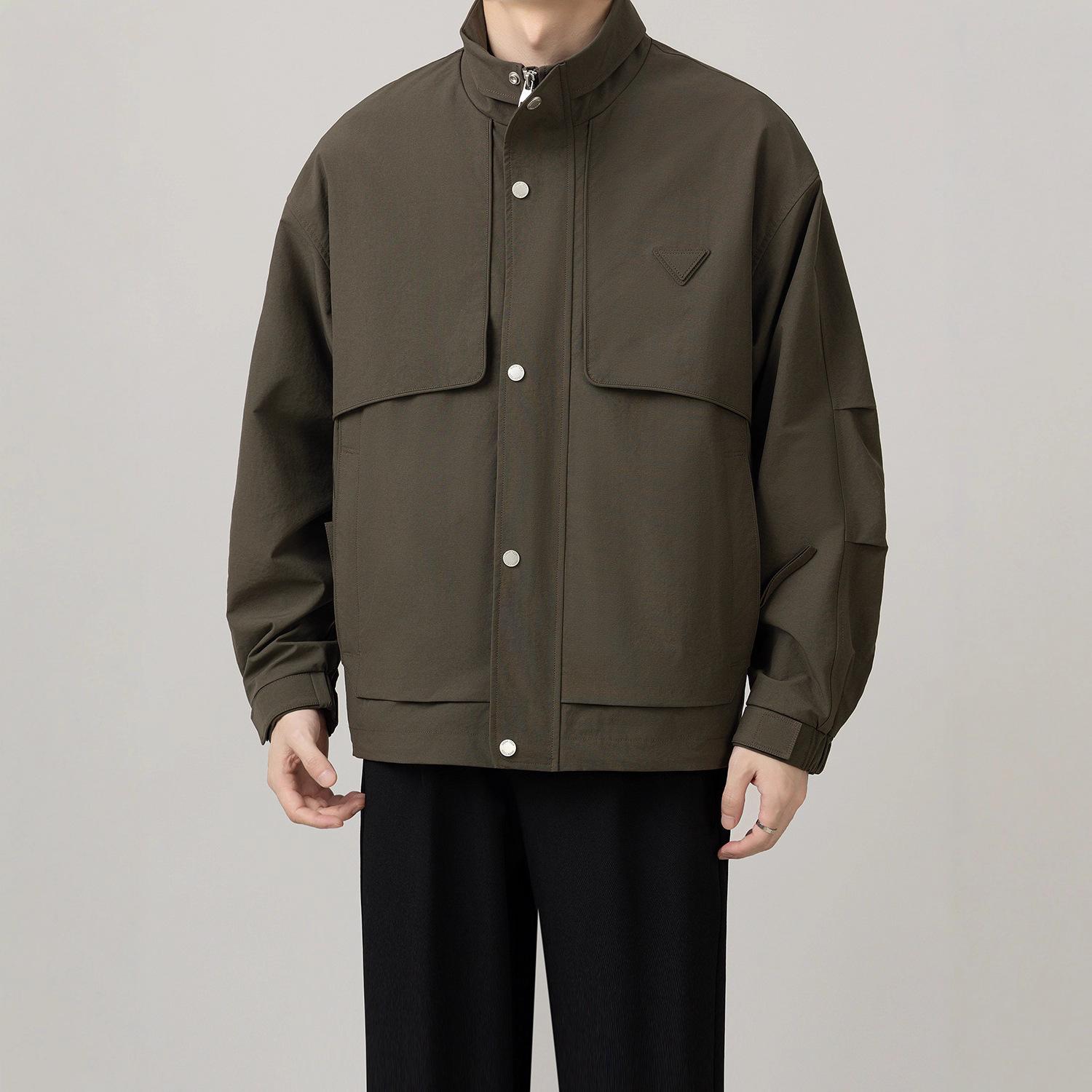 

Осенняя Новинка Мужская Куртка со Стойкой Воротником Мужская Свободная Повседневная Универсальная Модная Мужская Тренд Куртка 3XL зелёный