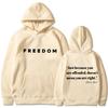 Freedom Letter Hoodies Autumn Winter Fleece Casual Sweatshirt Hooded Top for Women Men Hoodie