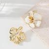 Mori sweet temperament pastoral style enamel drip glaze flower stud earrings light luxury simple high sense versatile earrings