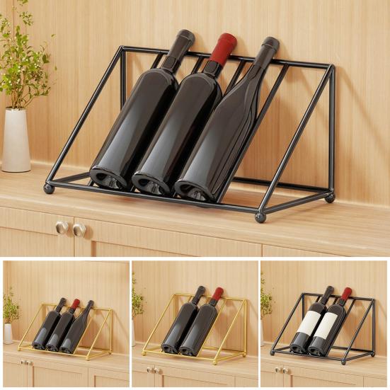 Vinstativ Jern Skråstilt Displayholder for 4-5 Flasker Moderne Minimalistisk Vinorganisator for Entré Barskap Dekorasjon