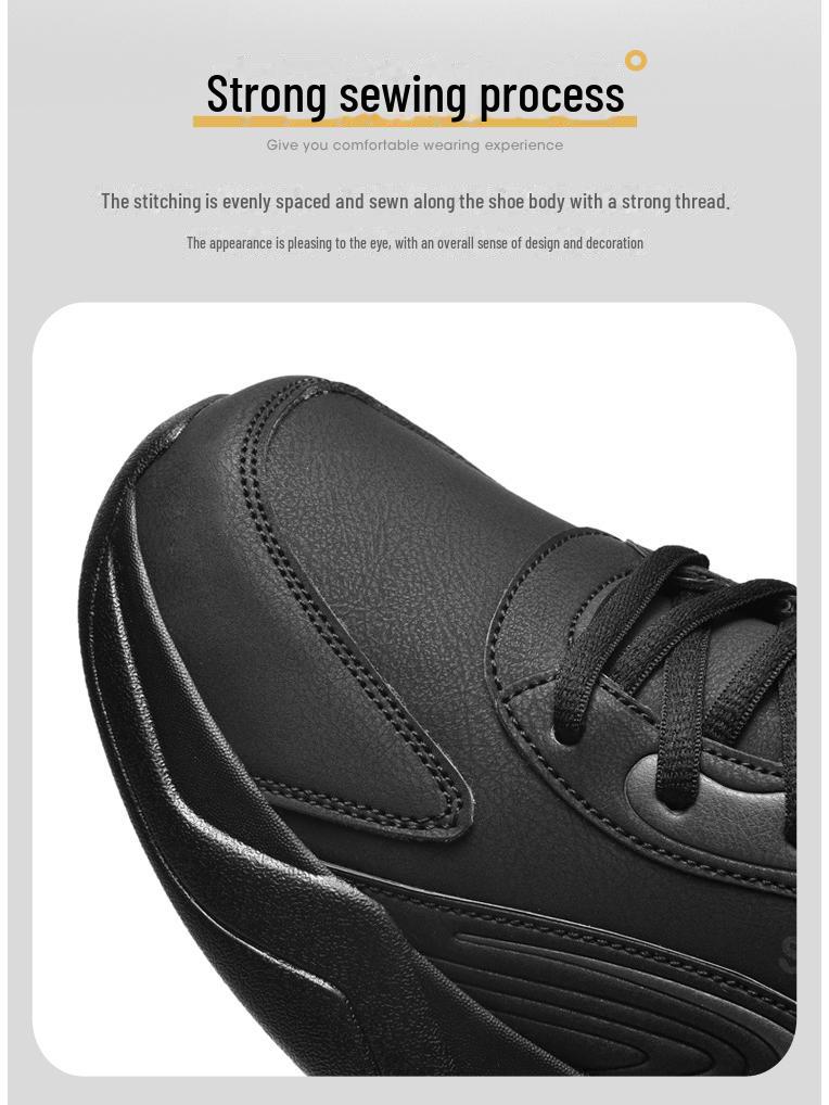 Men's Waterproof Leather Sports Shoes: Autumn/Winter White, Non-Slip, Wear-Resistant for Junior High Students