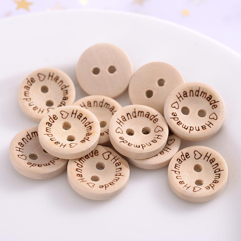 20pcs 2 Holes Natural Wooden Buttons for Clothes Decorative Button Diy Handmade 2 Eyelets Bottons Sewing Accessories3