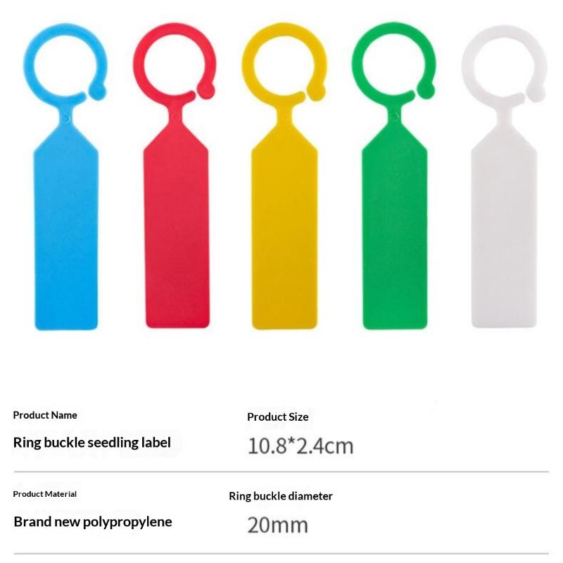 100Pcs Greenhouse Bonsai Collar Signs Ring Label Hook Tree Marker Nursery Stake Plastic Garden Hanging Plant Tags