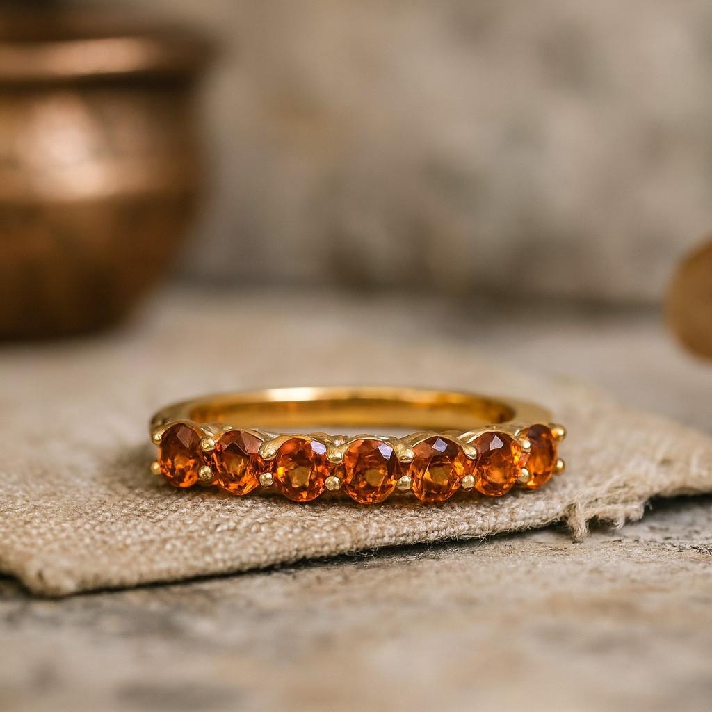 Citrin Solitär Verlobungsring – Gelbgoldplattierter Runder Ring | Minimalistischer Hochzeit-, Versprechens-, Jubiläumsgeschenk für Frauen